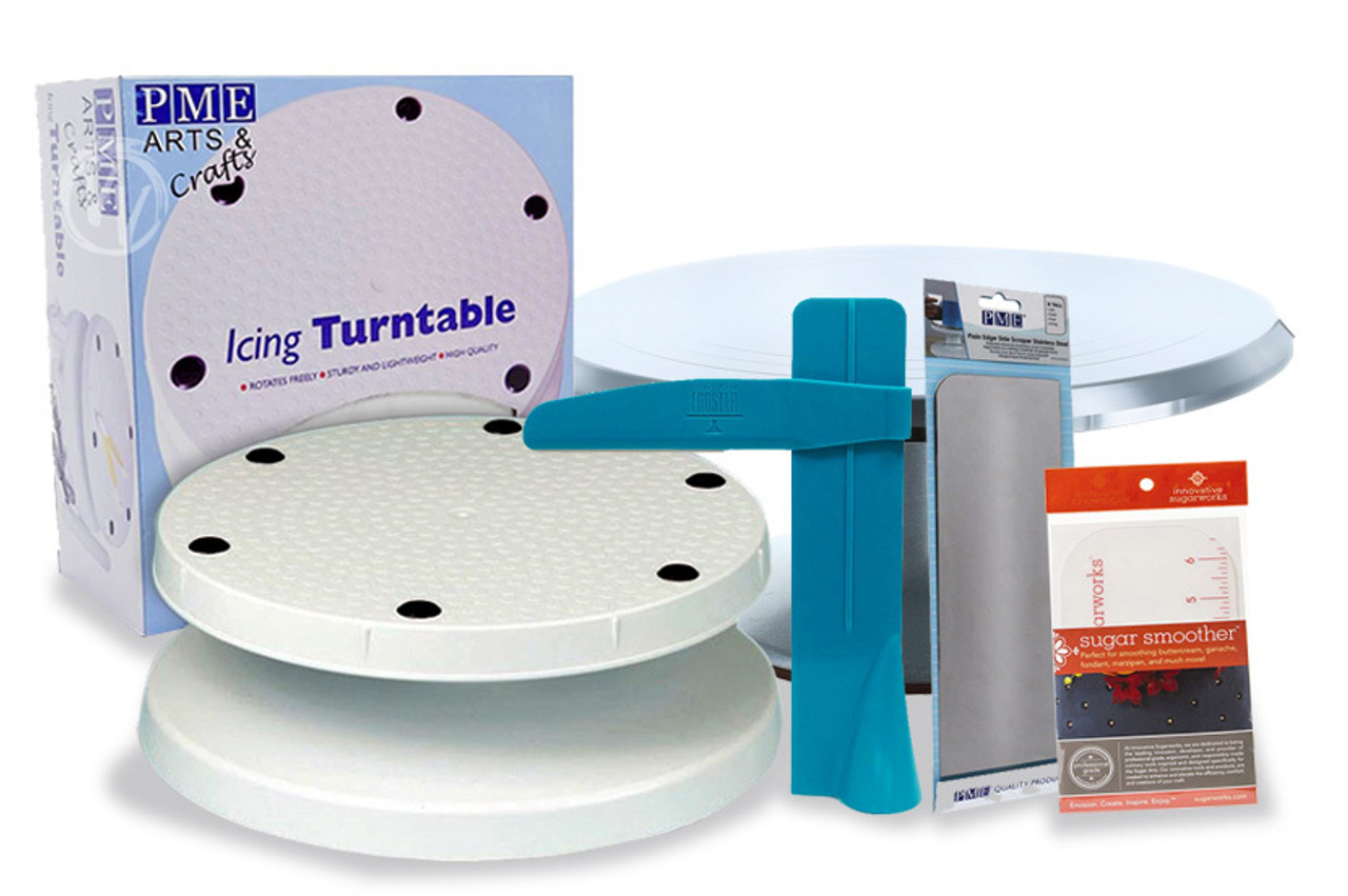 12.2” Rotating Cake Decorating Turntable for Cakes,Cake Turntable - 12''  Rotating Cake Decorating Stand with 2 Angled Icing Spatulas and 3 Comb  Icing